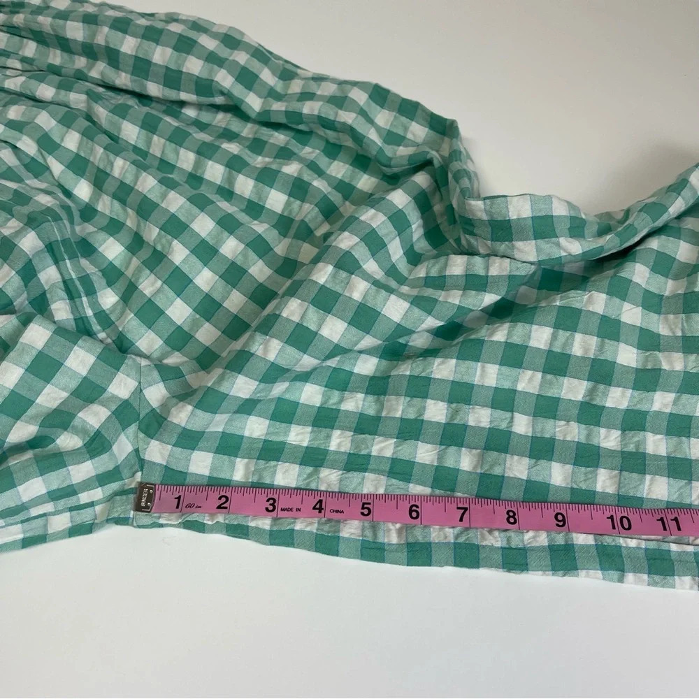 NEW Nordstrom Jumpsuit Womens XS Green White Gingham Sleeveless Tie Back NWOT - Picture 14 of 15